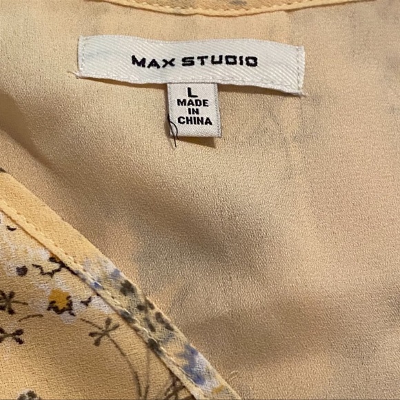 Max Studio Yellow Ruffle Blouse Large - Picture 3 of 5